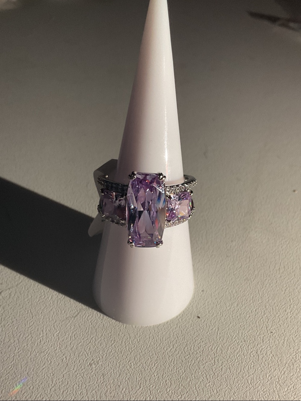 bp Lavender Crystal Trio Ring - Silver